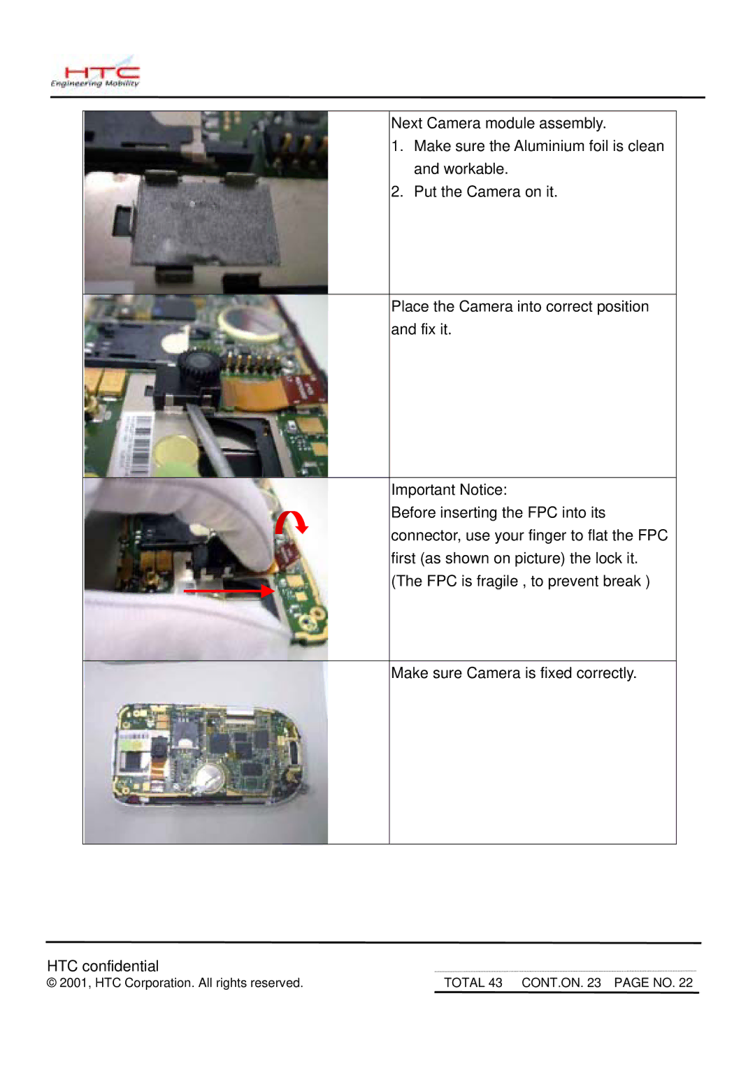 HTC MDA2 service manual Total 43 CONT.ON page no 