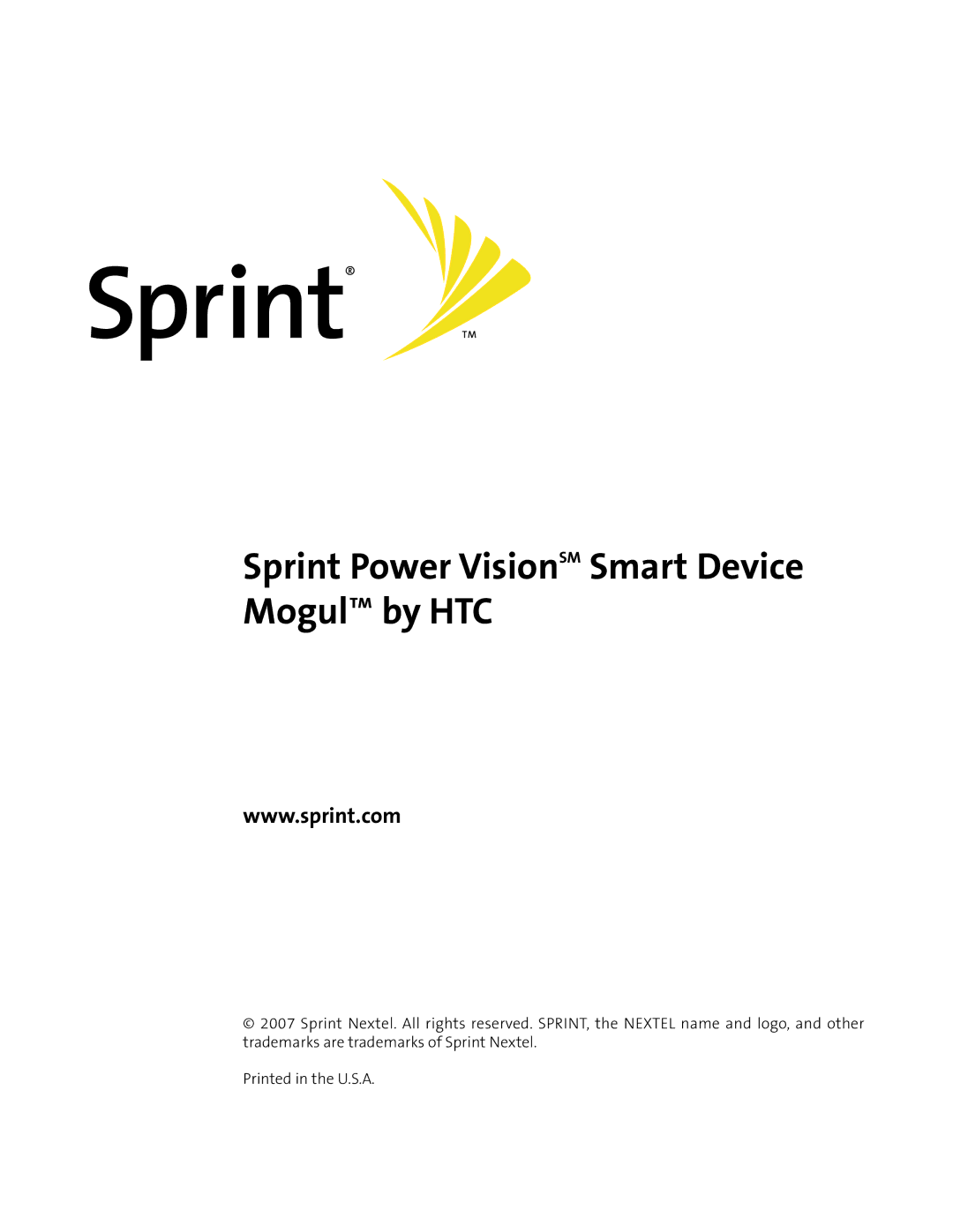 HTC manual Sprint Power VisionSM Smart Device Mogul by HTC 