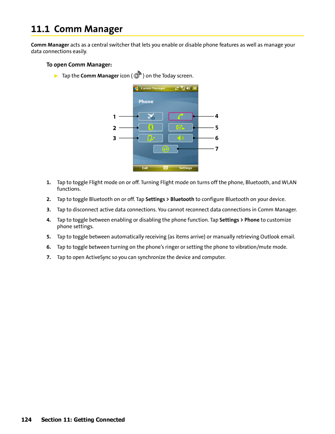 HTC Mogul manual To open Comm Manager 