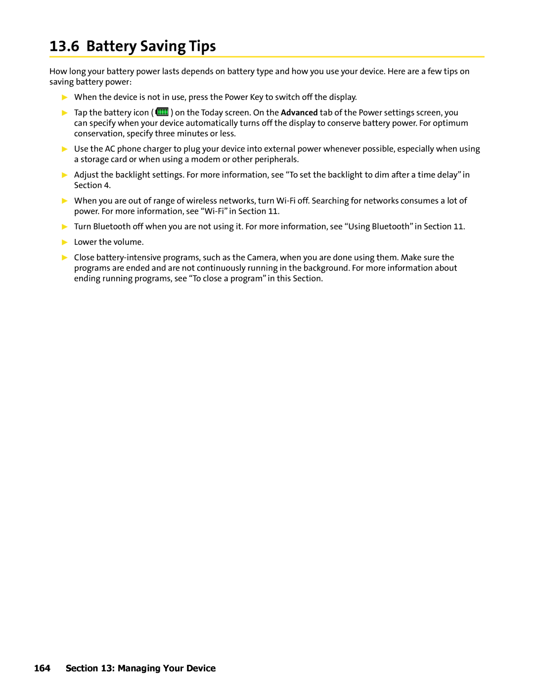 HTC Mogul manual Battery Saving Tips 