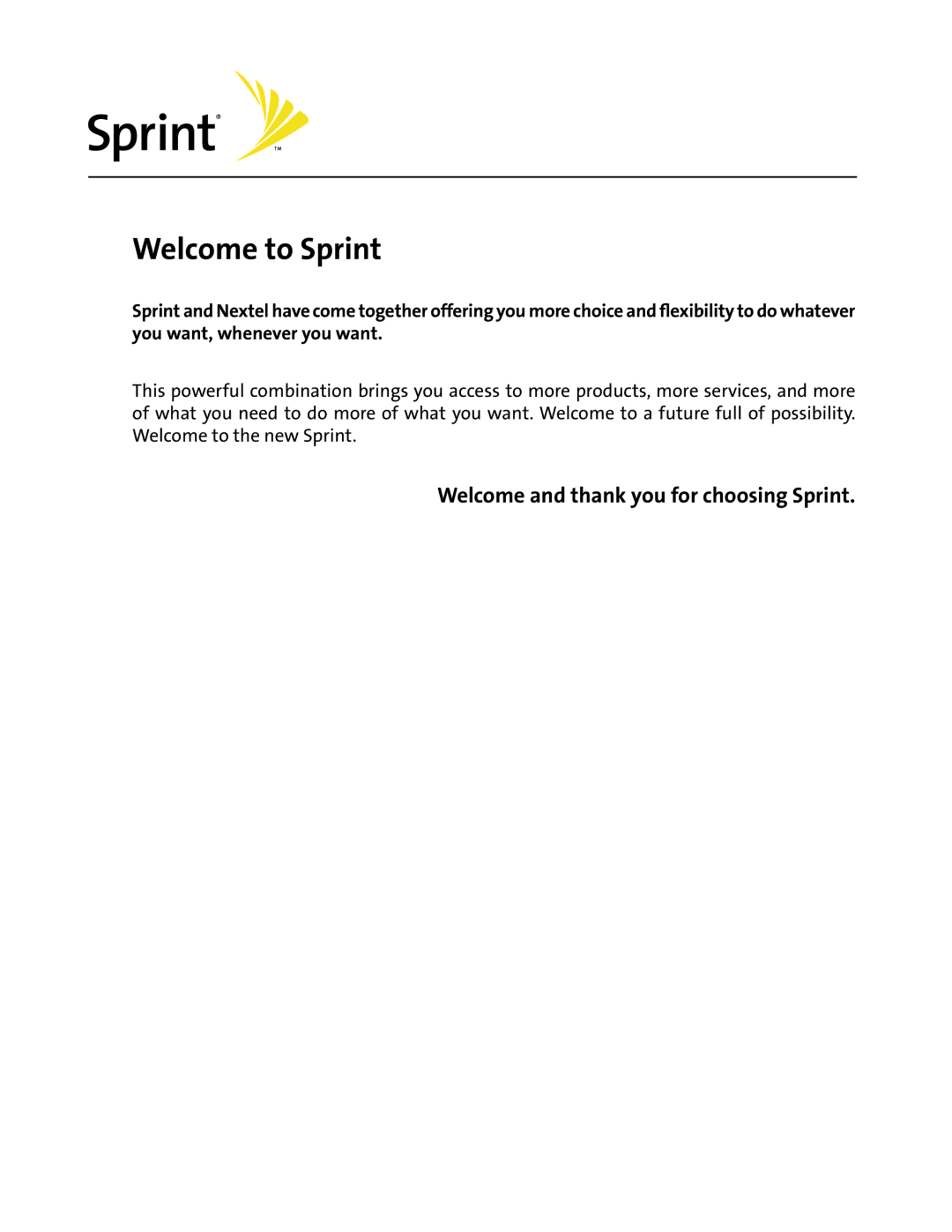 HTC Mogul manual Welcome to Sprint, Welcome and thank you for choosing Sprint 