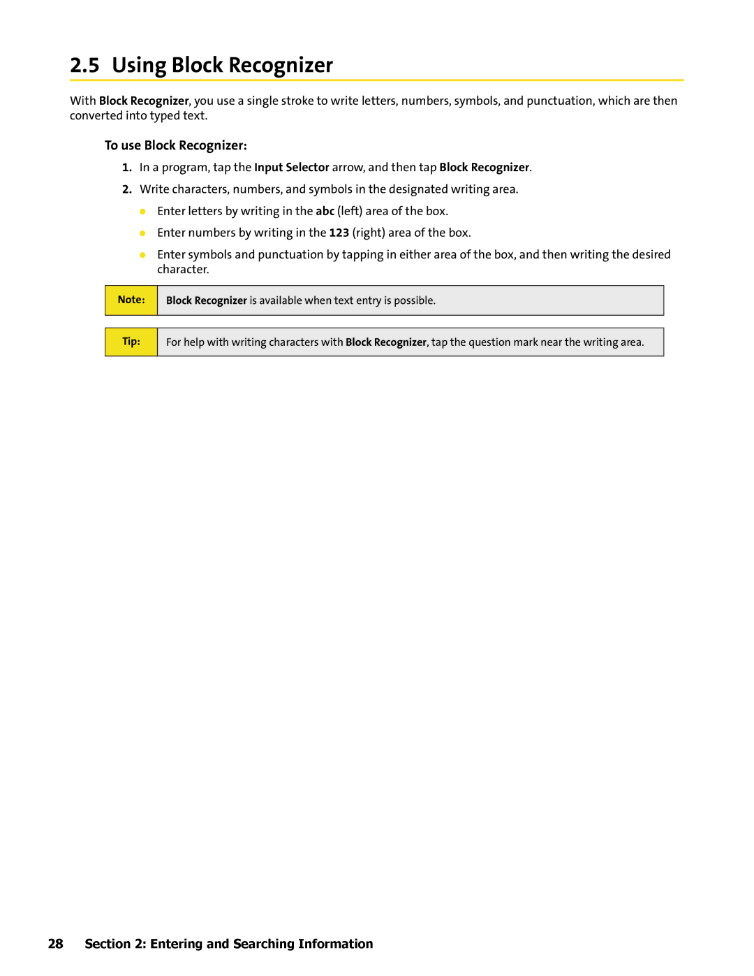 HTC Mogul manual Using Block Recognizer, To use Block Recognizer 