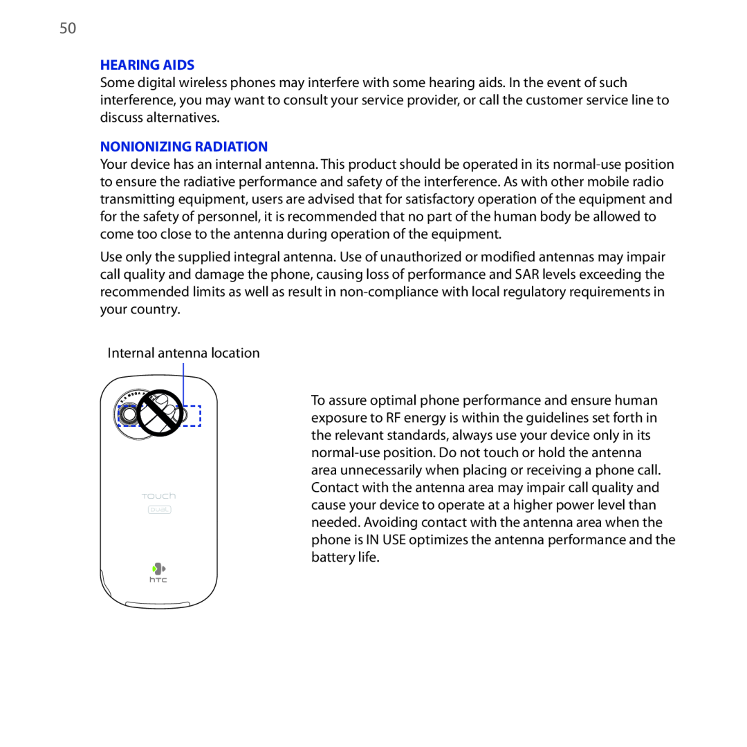 HTC NEON400 quick start Hearing Aids, Nonionizing Radiation 