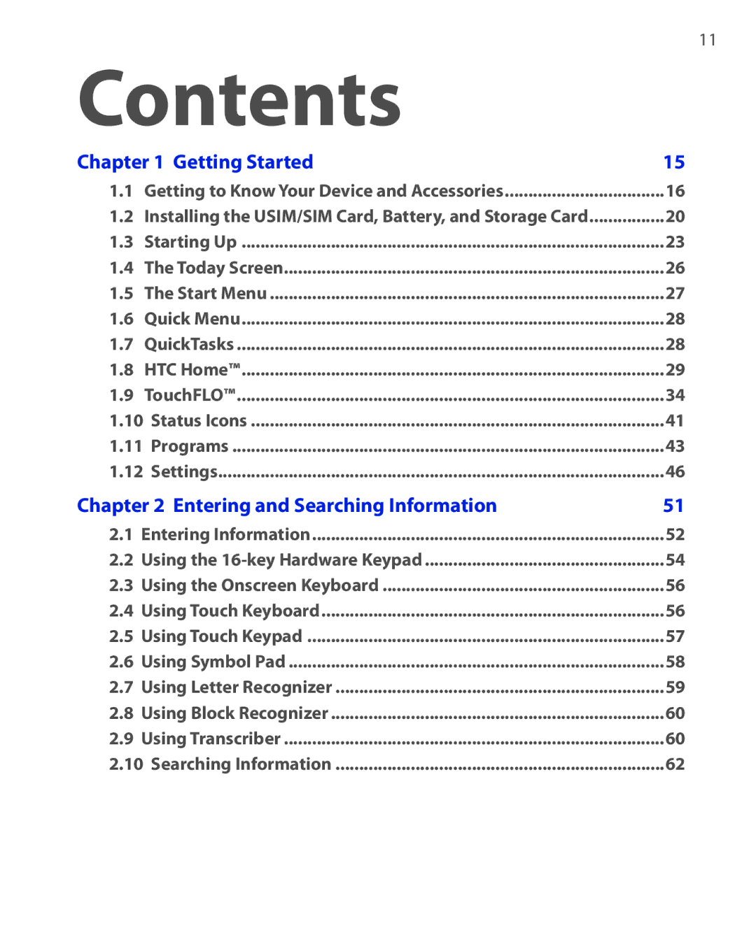 HTC NIKI100 user manual Contents 