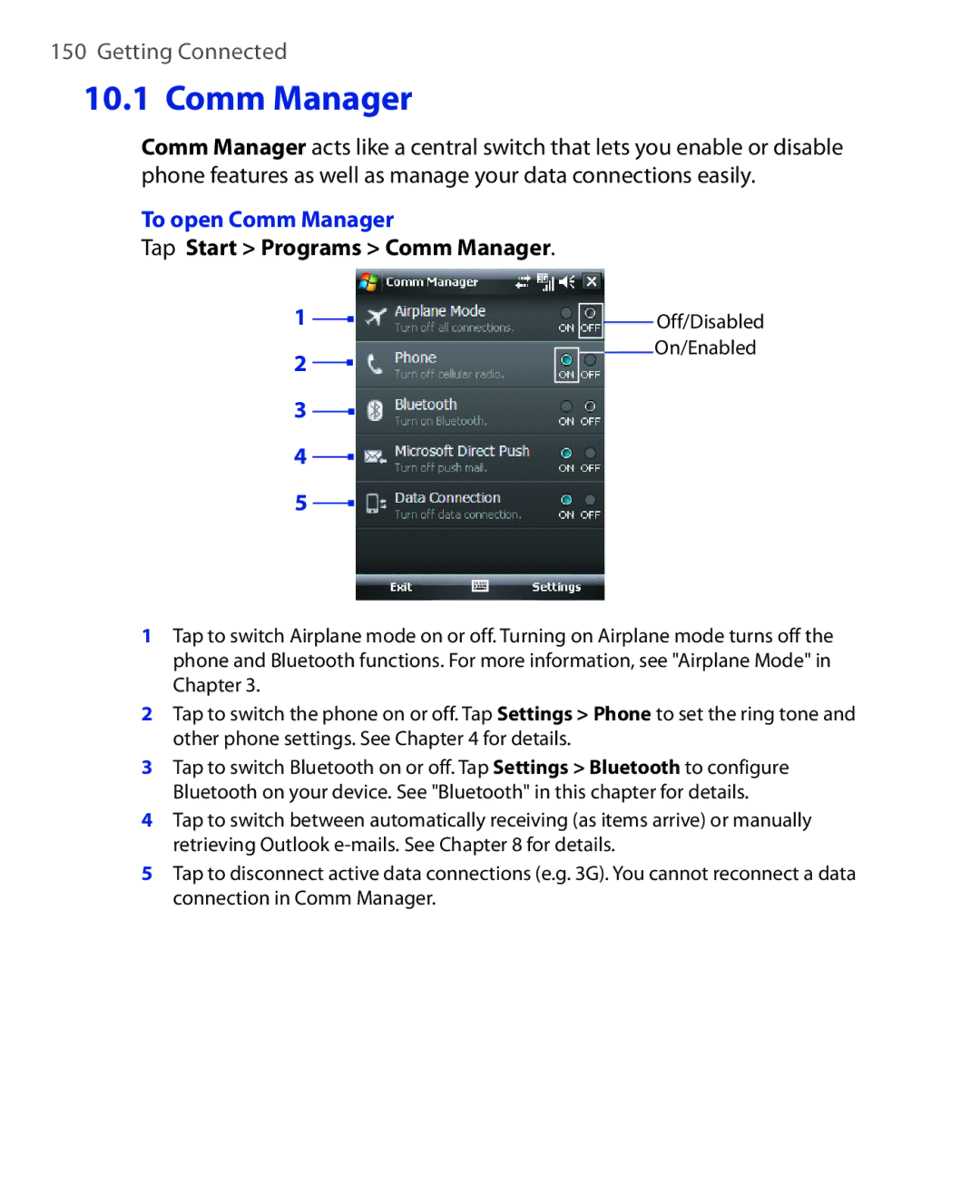 HTC NIKI100 user manual To open Comm Manager 