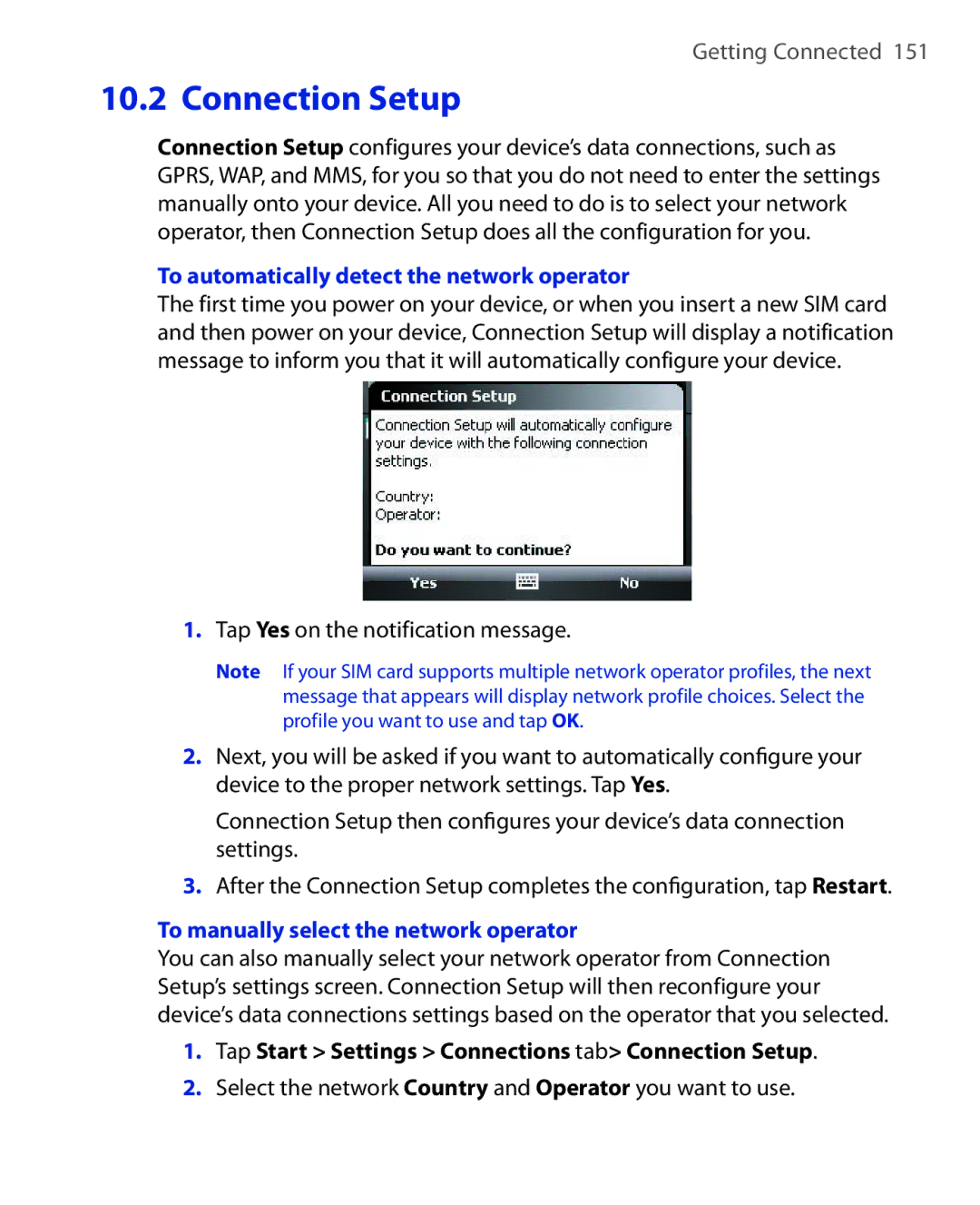 HTC NIKI100 user manual To automatically detect the network operator, To manually select the network operator 