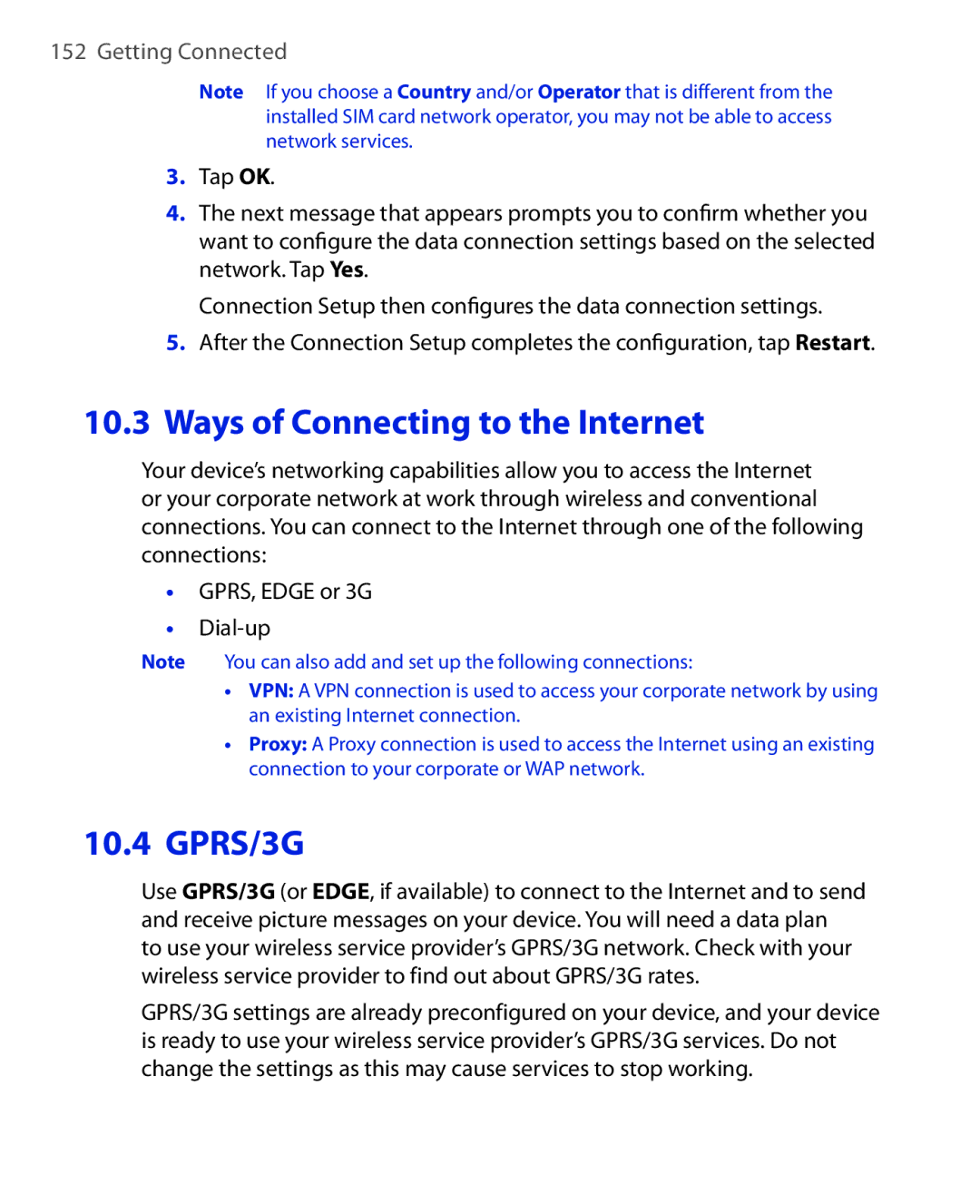 HTC NIKI100 user manual Ways of Connecting to the Internet 