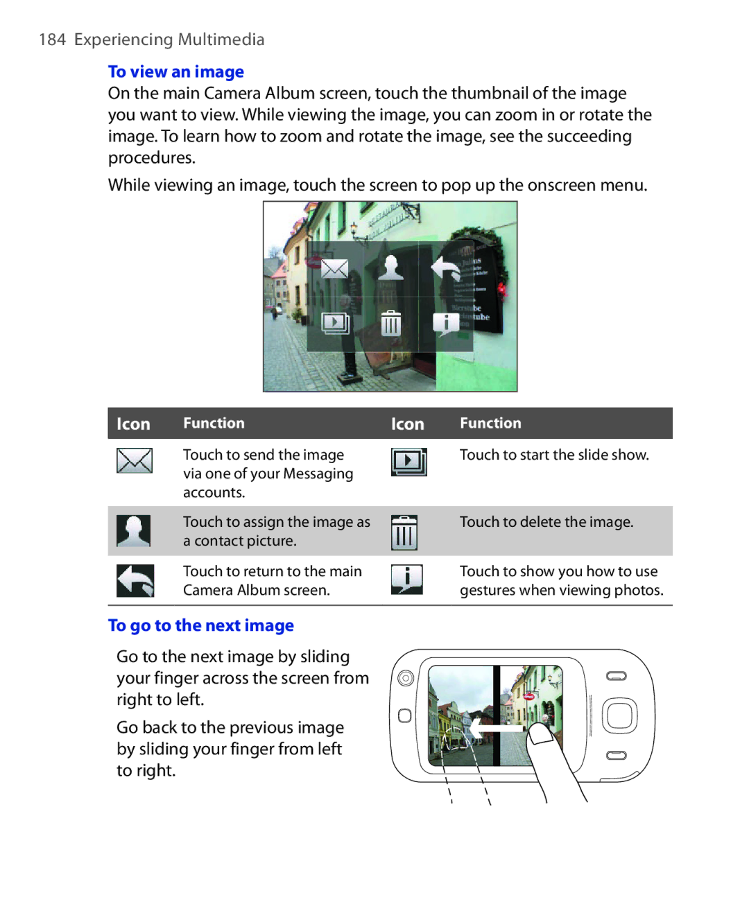 HTC NIKI100 user manual To view an image, To go to the next image 