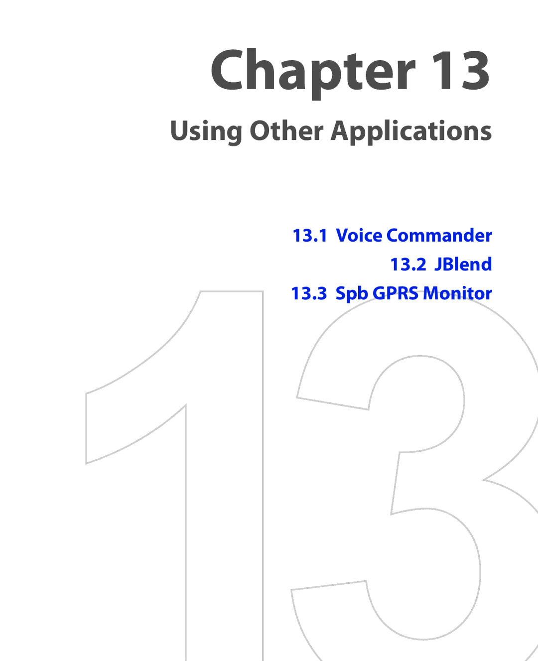 HTC NIKI100 user manual Using Other Applications, Voice Commander JBlend Spb Gprs Monitor 