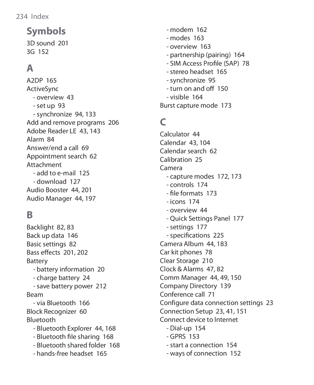 HTC NIKI100 user manual Symbols 