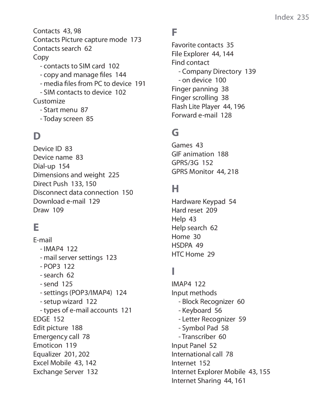 HTC NIKI100 user manual Hsdpa 