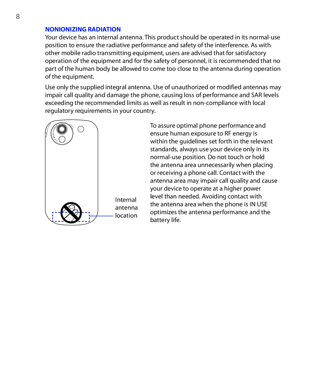 HTC NIKI100 user manual Nonionizing Radiation 