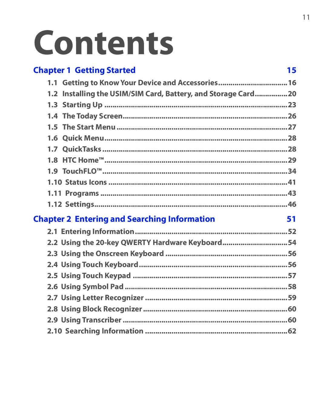 HTC NIKI160 user manual Contents 