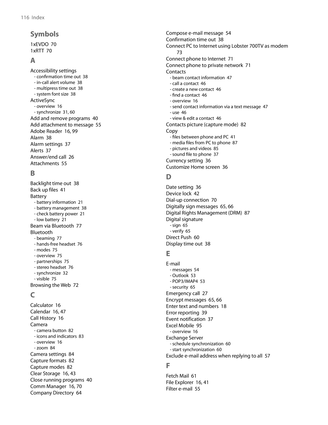 HTC NM8LIBR100 user manual Symbols 