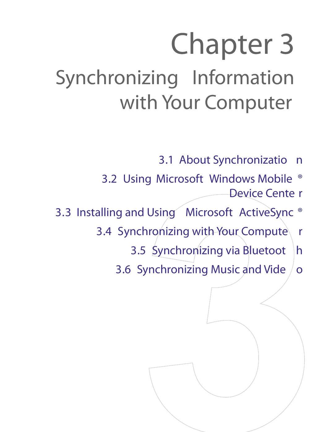 HTC NM8LIBR100 user manual Synchronizing Information with Your Computer 