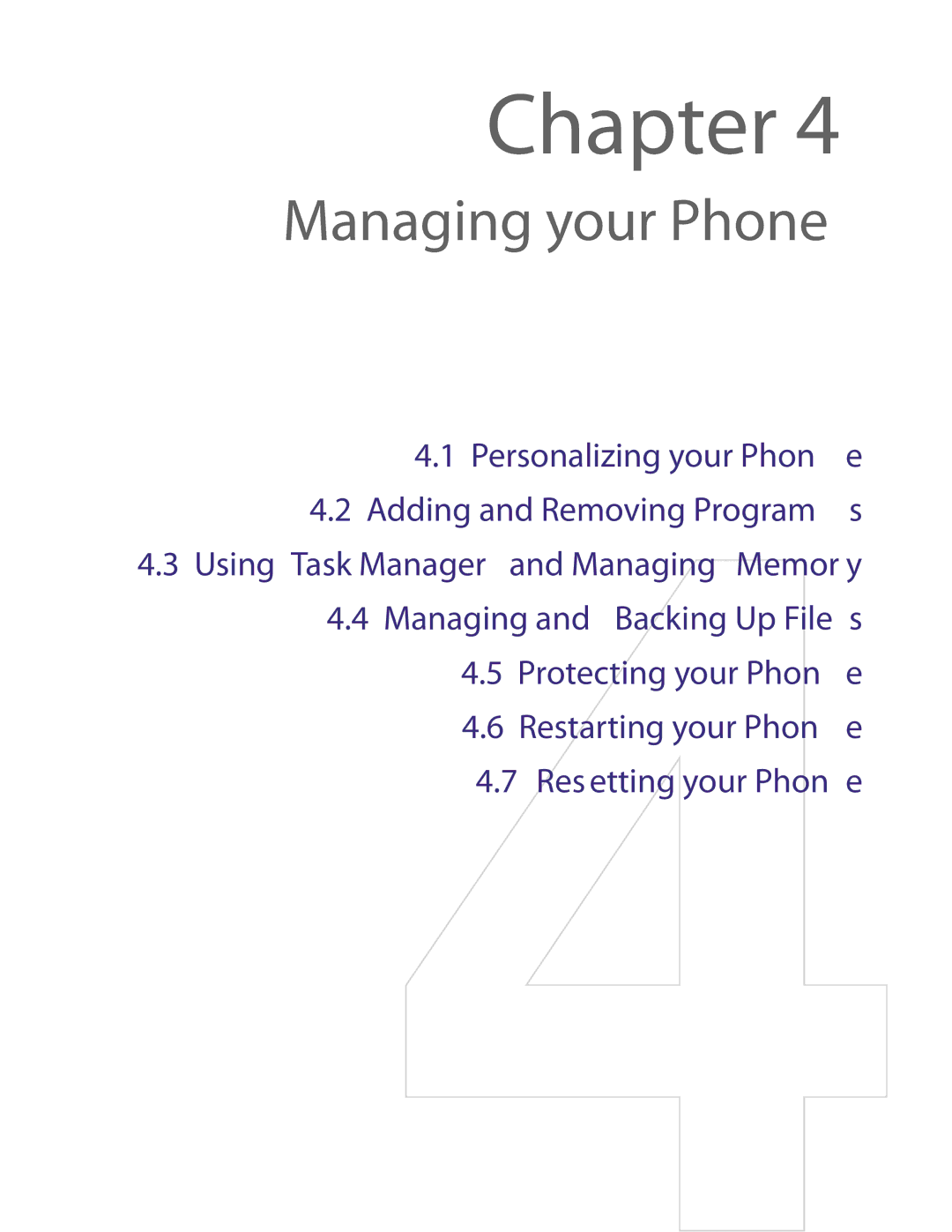 HTC NM8LIBR100 user manual Managing your Phone 