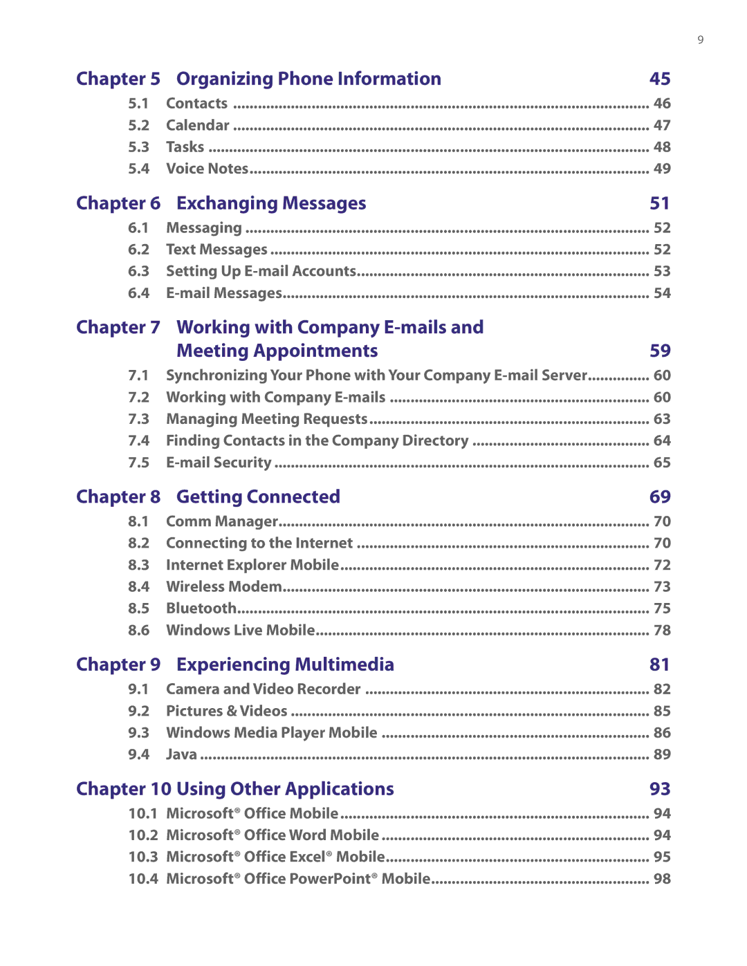 HTC NM8LIBR100 user manual Organizing Phone Information 