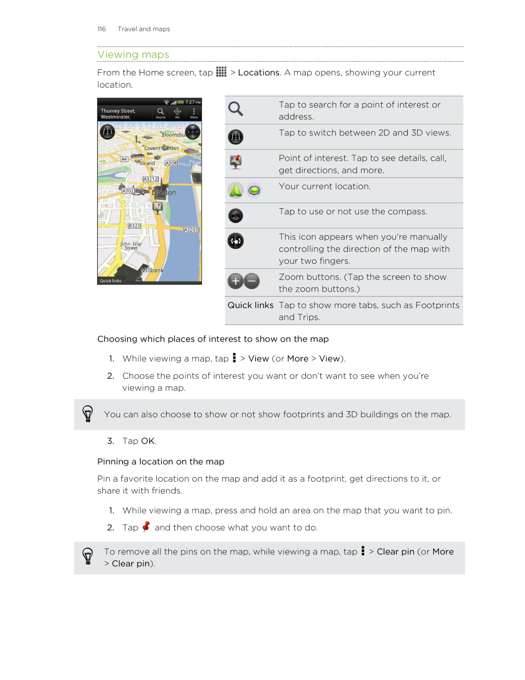 HTC ONESTMB manual Viewing maps 