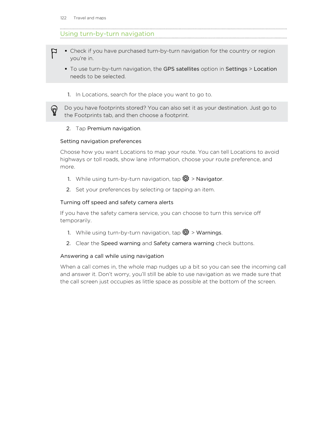 HTC ONESTMB manual Using turn-by-turn navigation 