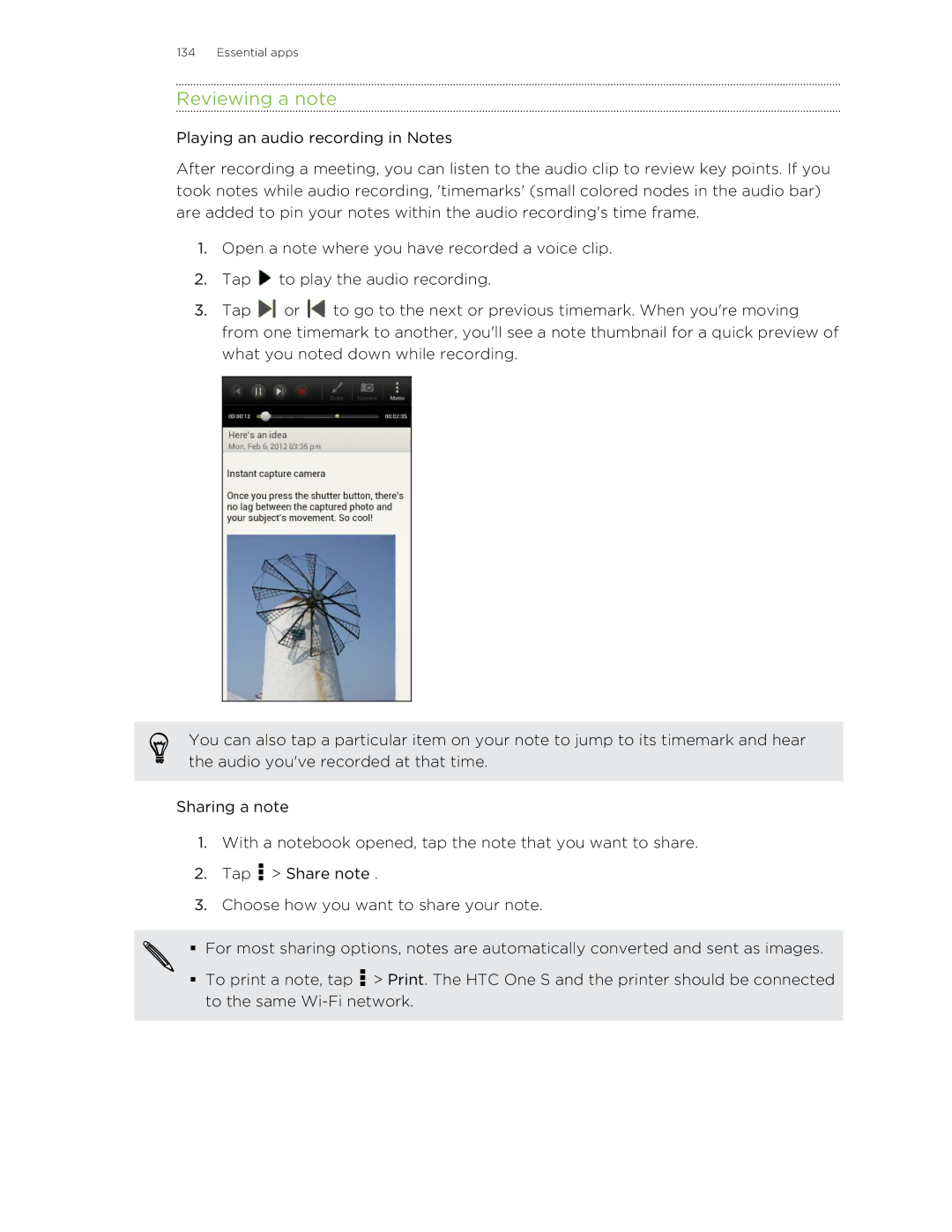 HTC ONESTMB manual Reviewing a note 