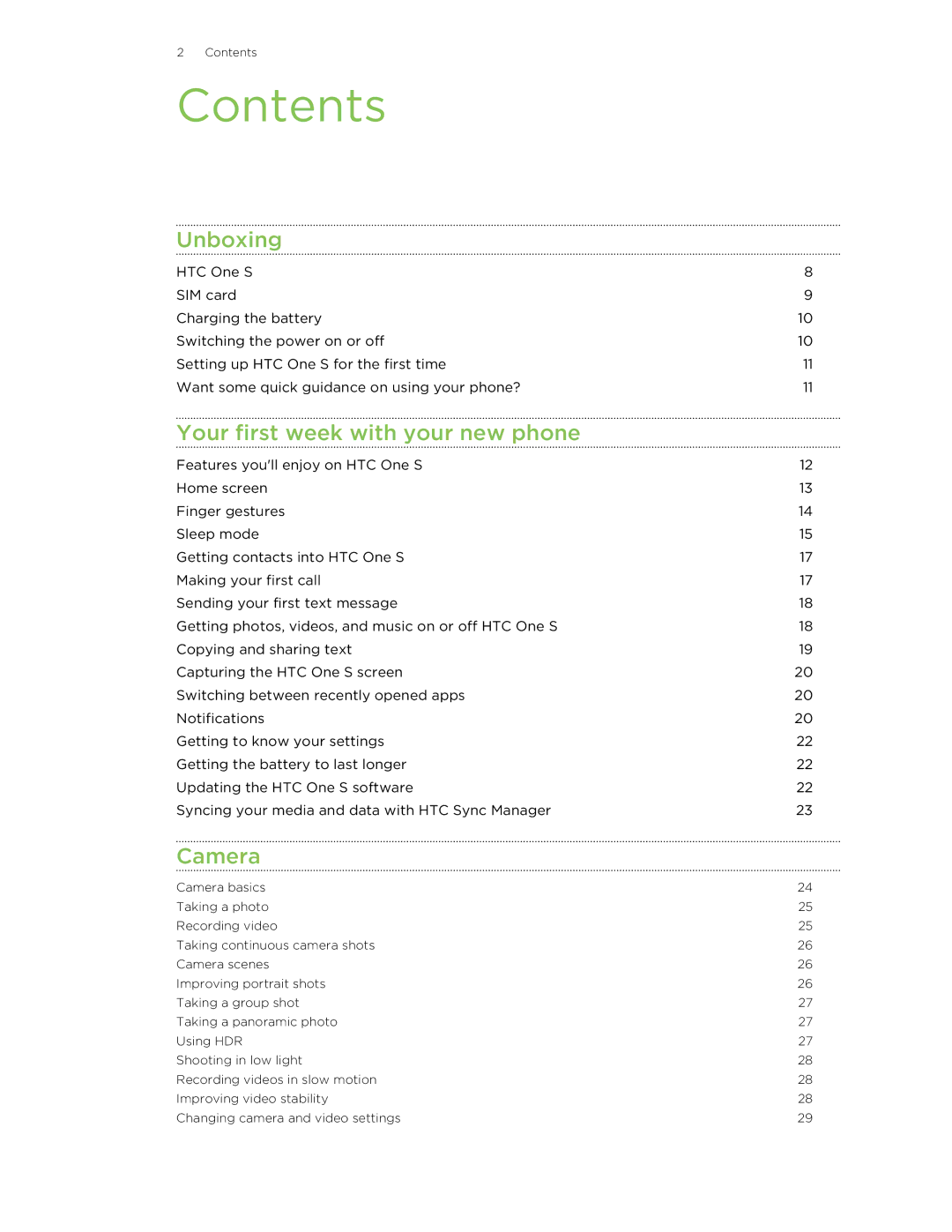 HTC ONESTMB manual Contents 