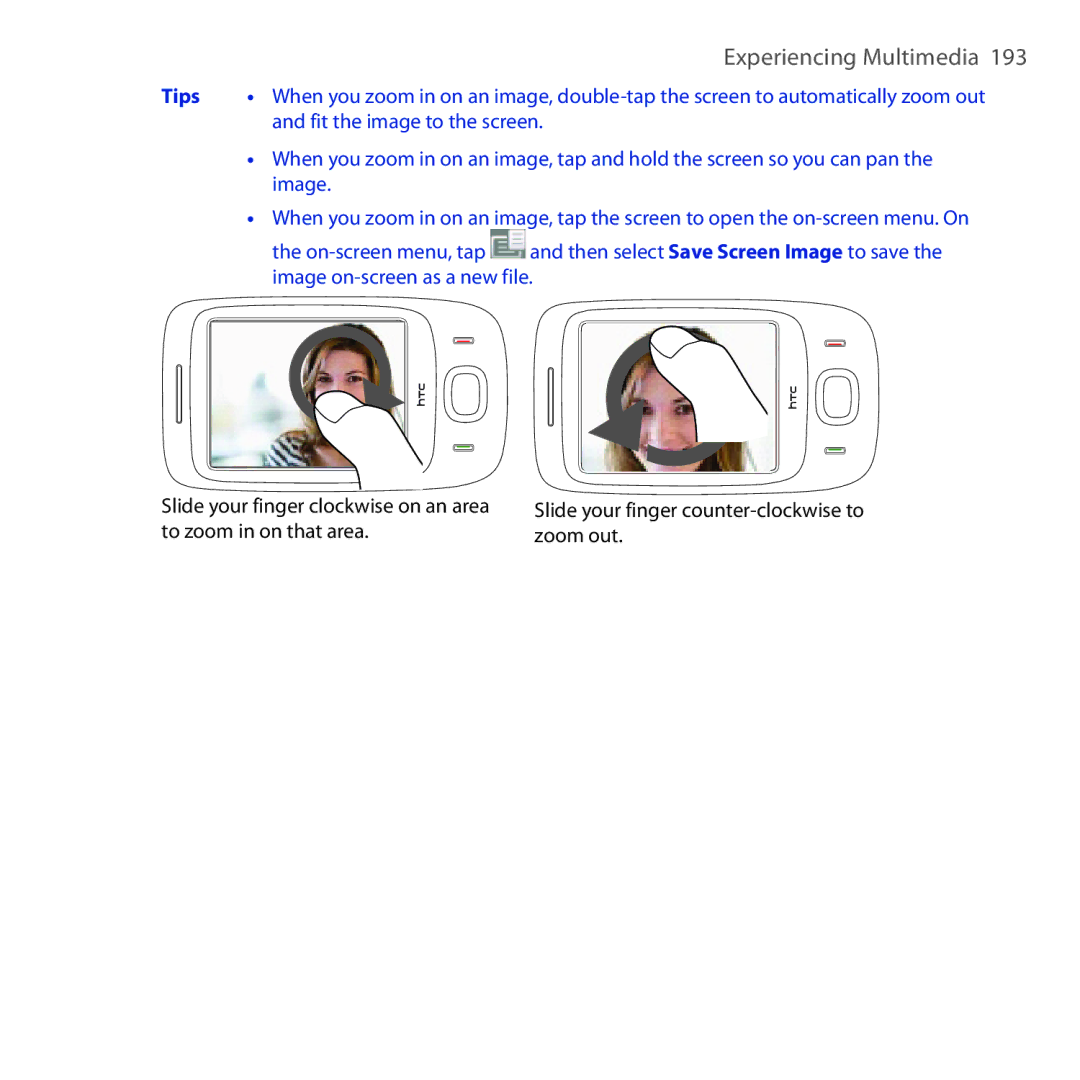 HTC OPAL100 user manual Fit the image to the screen 