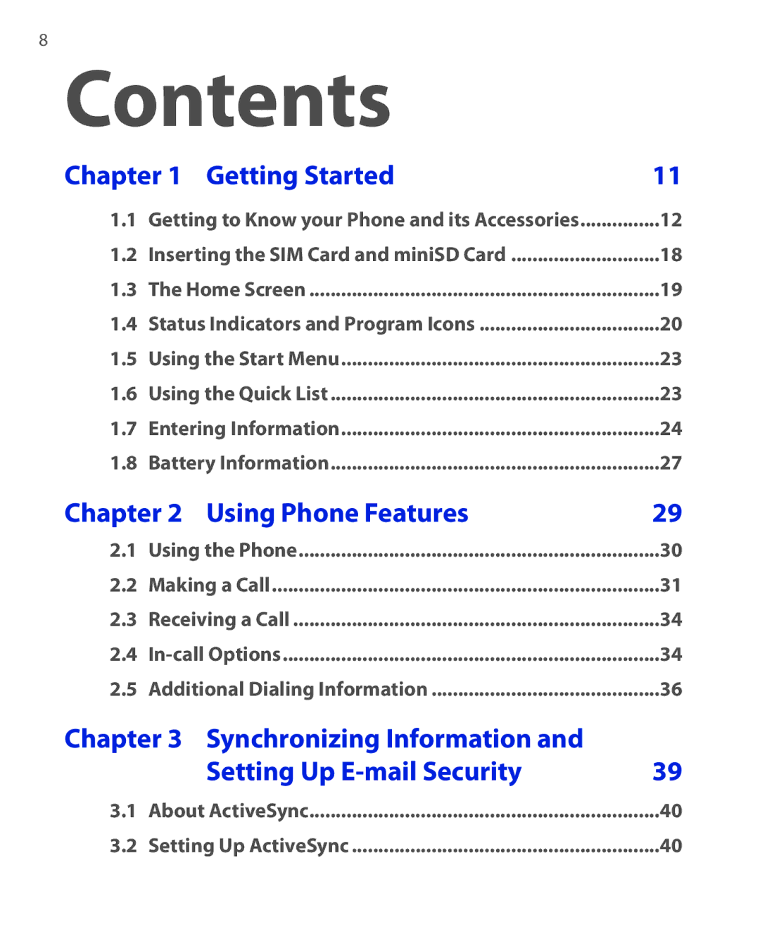 HTC OXYG100 user manual Contents 