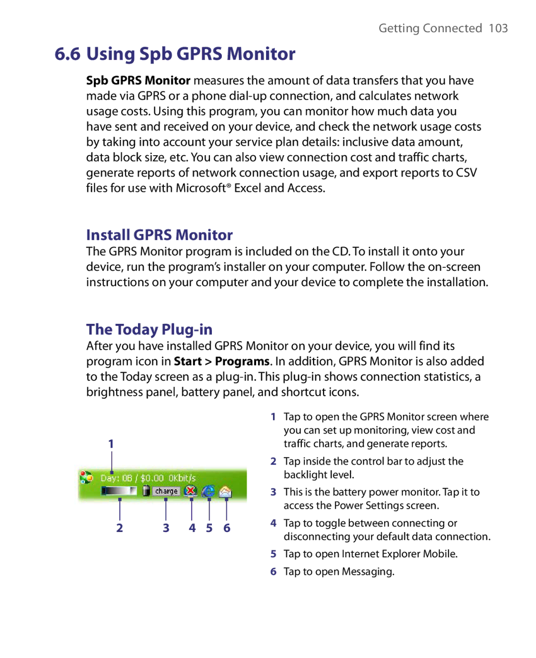 HTC P3400 manual Install Gprs Monitor, Today Plug-in 