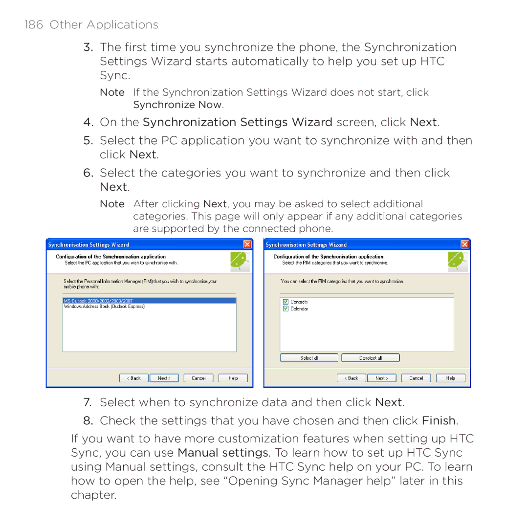 HTC PB00100 user manual Other Applications 