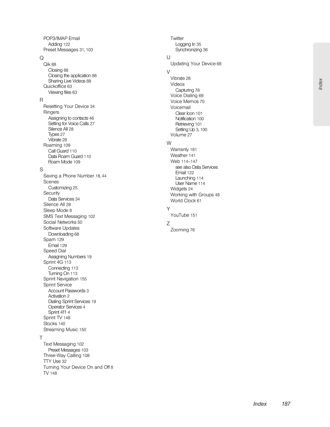 HTC HTC EVO 4G, PC36100 manual Web 