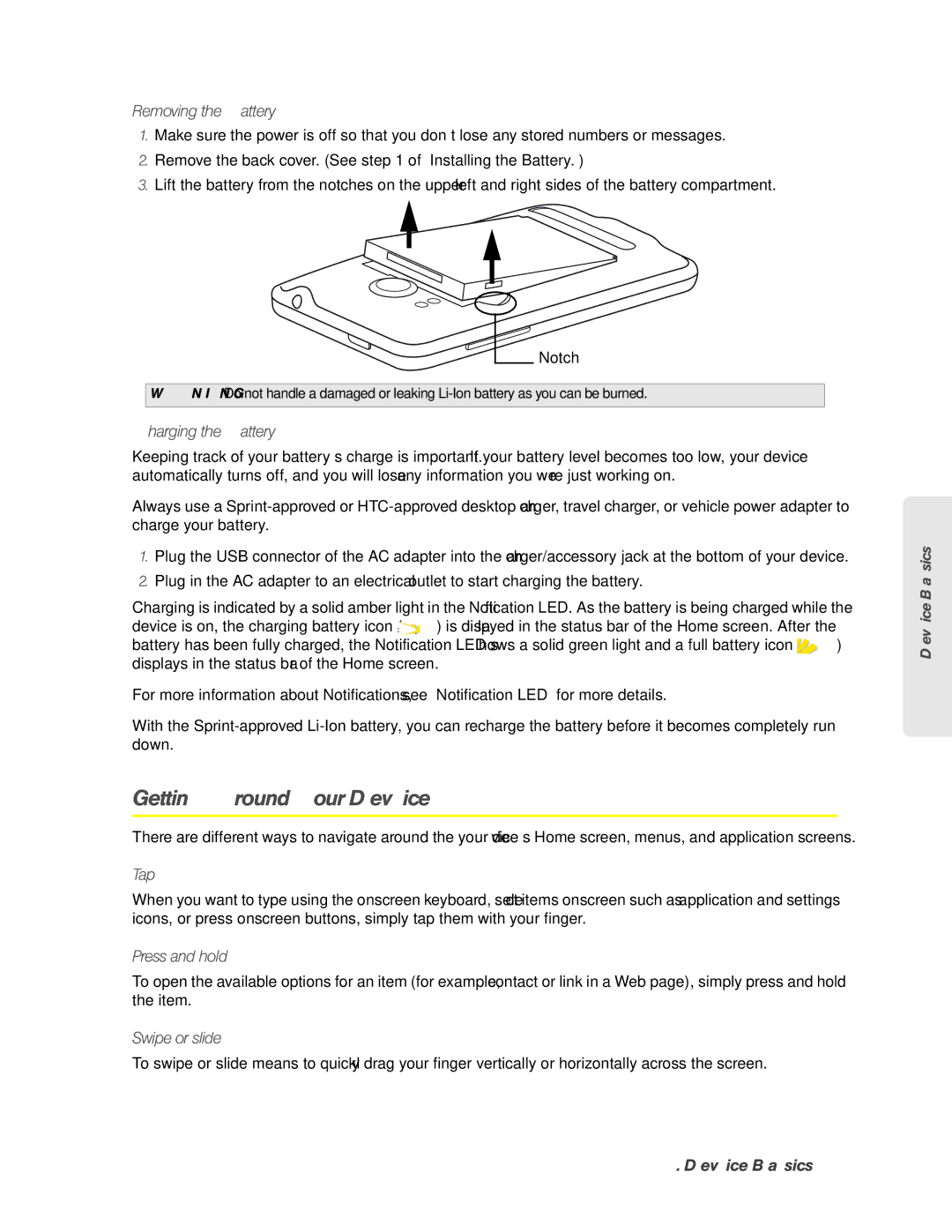 HTC HTC EVO 4G, PC36100 manual Getting Around Your Device 