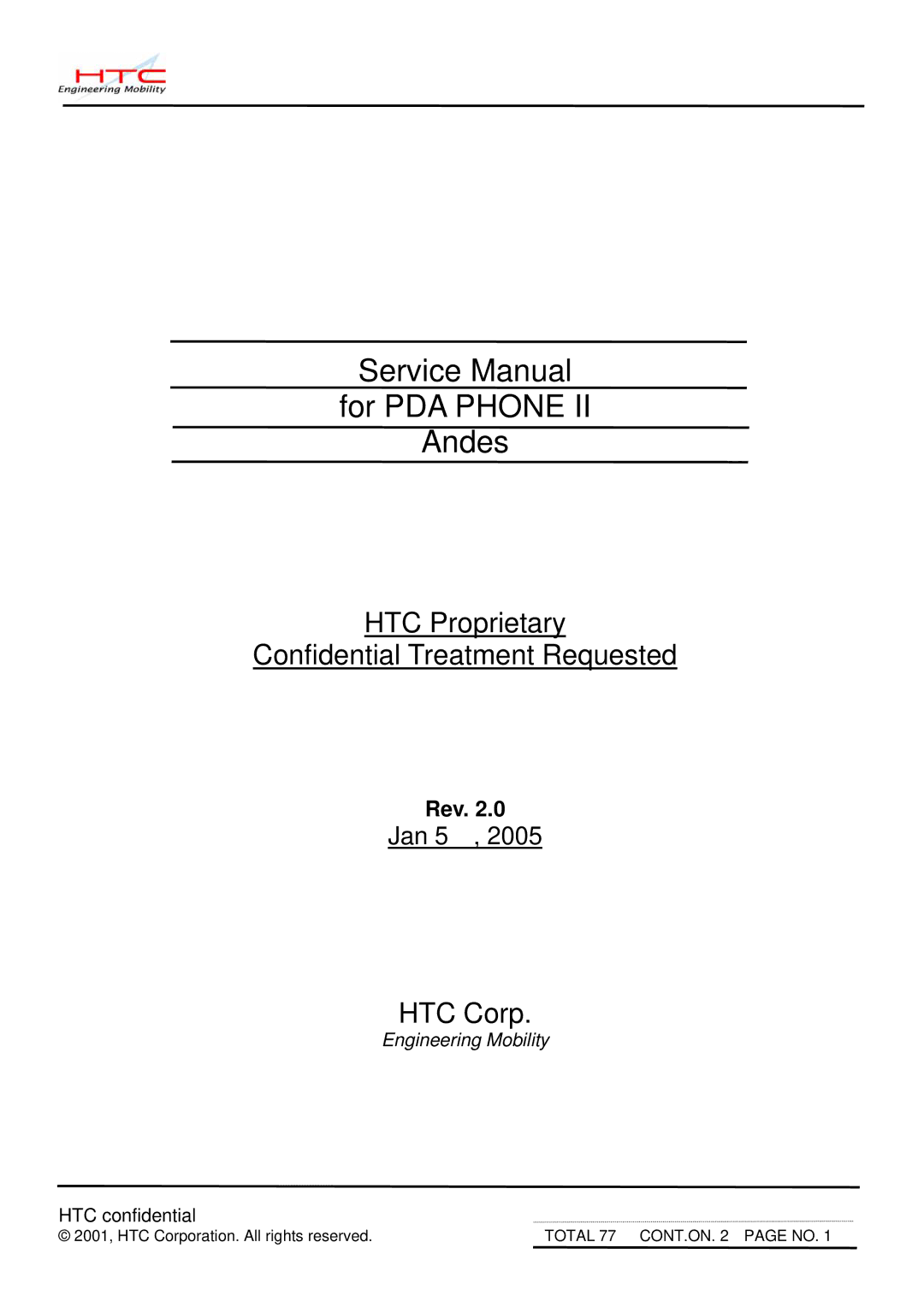 HTC PDA PHONE II service manual For PDA Phone Andes 