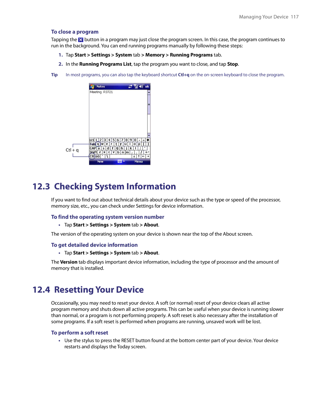 HTC PDA Phone user manual Checking System Information, Resetting Your Device 