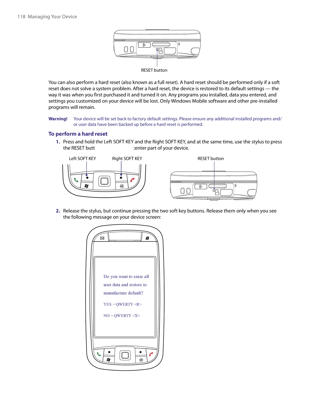 HTC PDA Phone user manual To perform a hard reset 