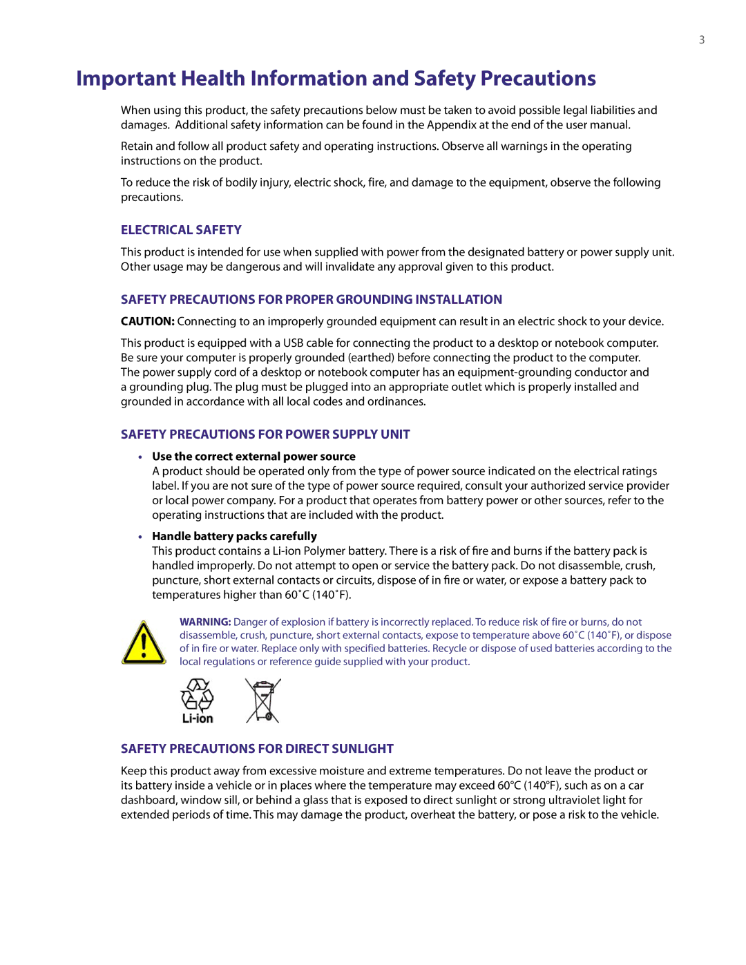 HTC PDA Phone user manual Important Health Information and Safety Precautions, Use the correct external power source 