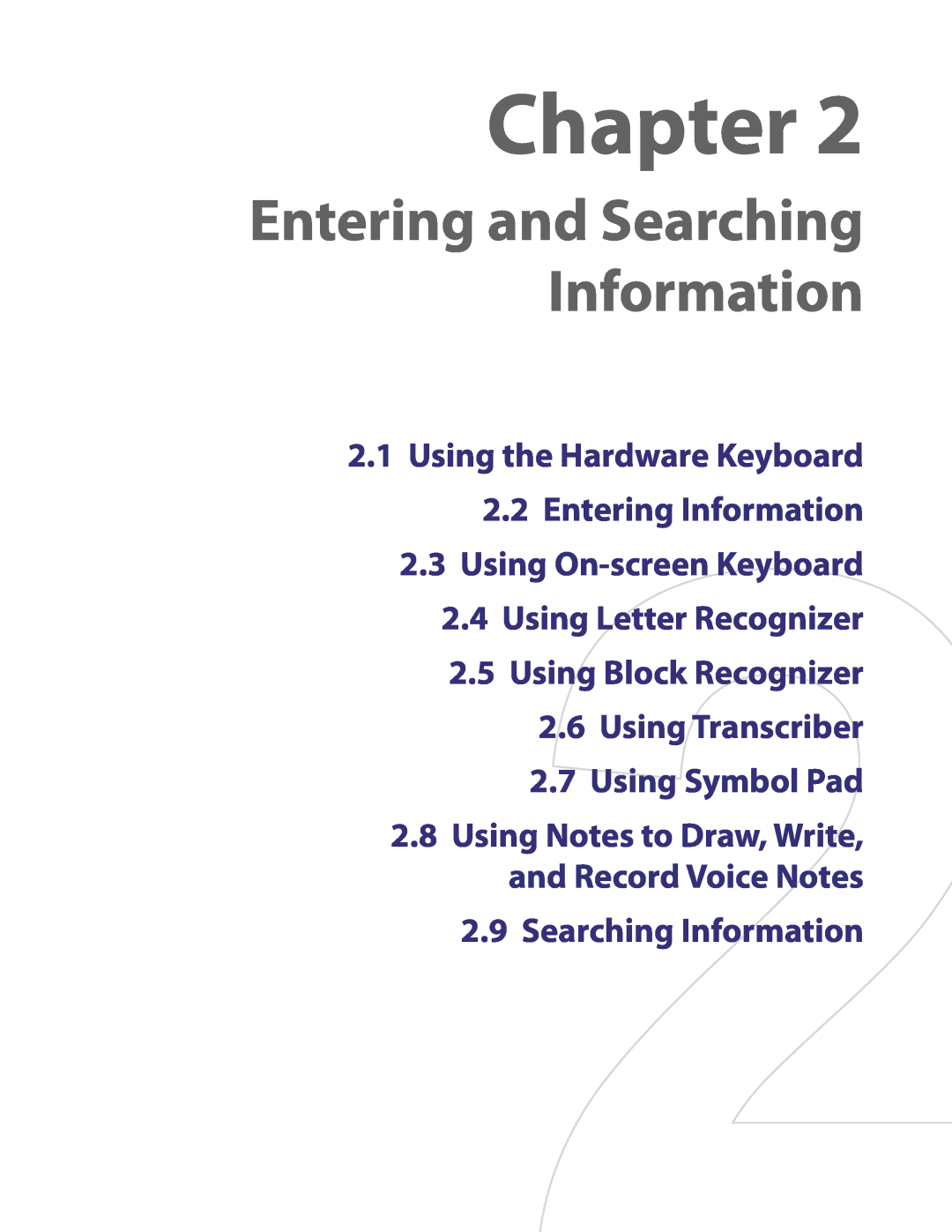 HTC PDA Phone user manual Entering and Searching Information, Using the Hardware Keyboard 2.2 Entering Information, Chapter 