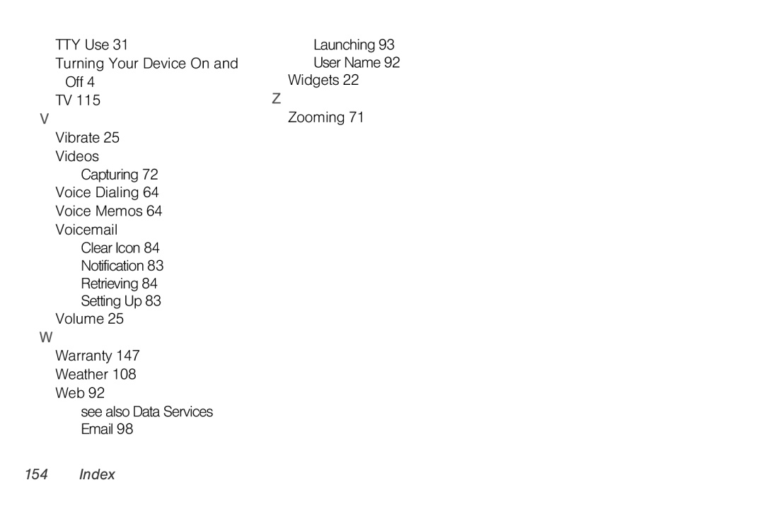 HTC PG06100, EVO Shift 4G manual Index 