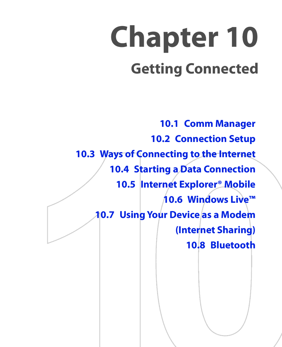 HTC PHAR100 user manual Getting Connected, Bluetooth 