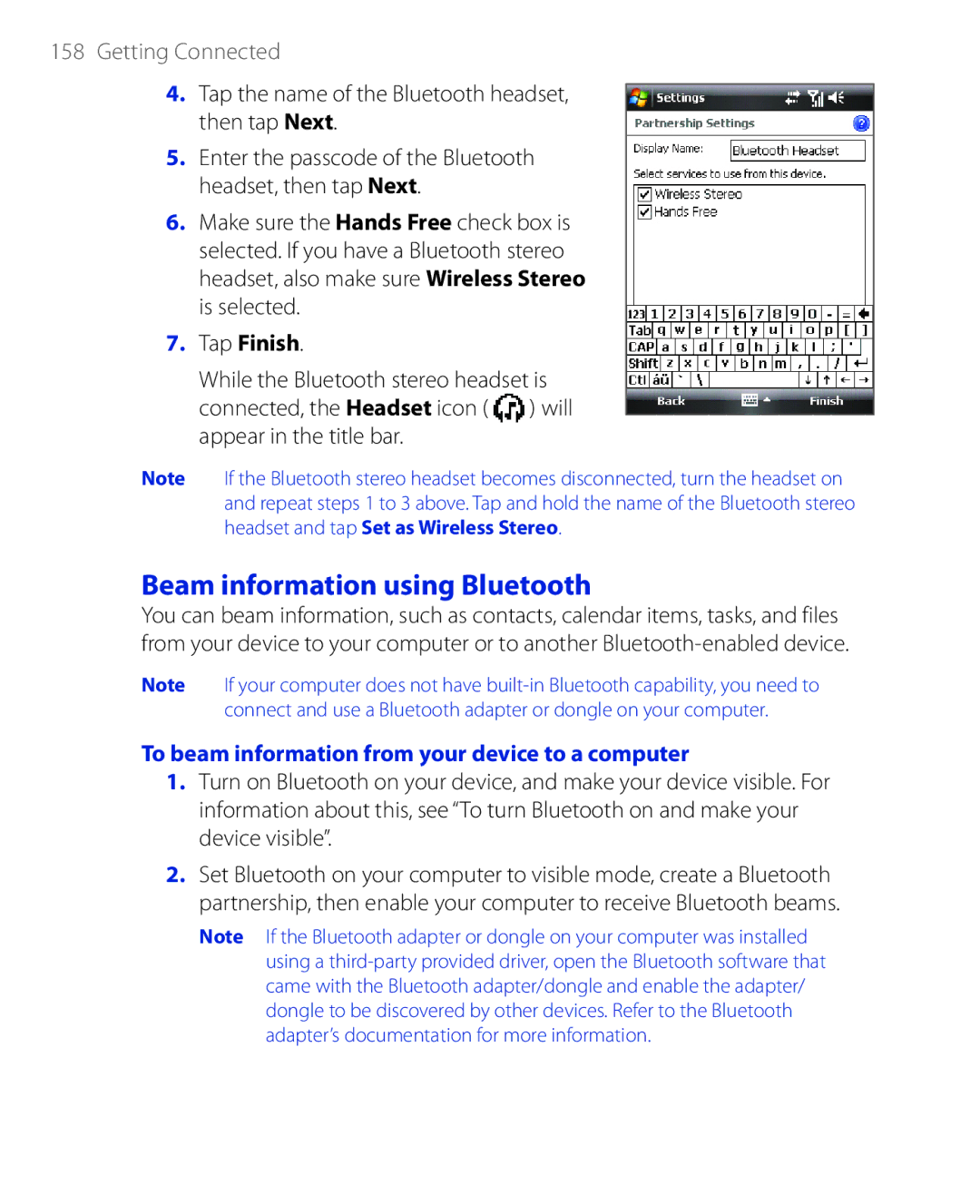 HTC PHAR100 user manual Beam information using Bluetooth, Tap the name of the Bluetooth headset, then tap Next 