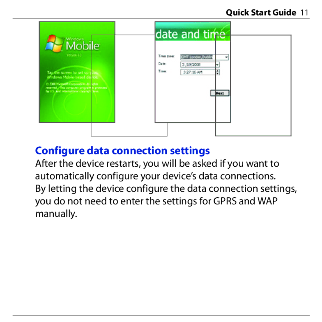 HTC PHAR160 quick start Configure data connection settings 