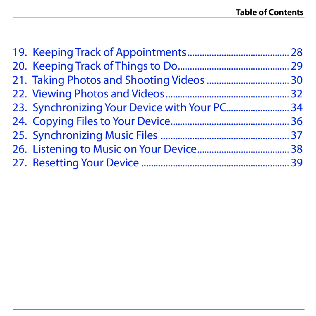 HTC PHAR160 quick start Table of Contents 