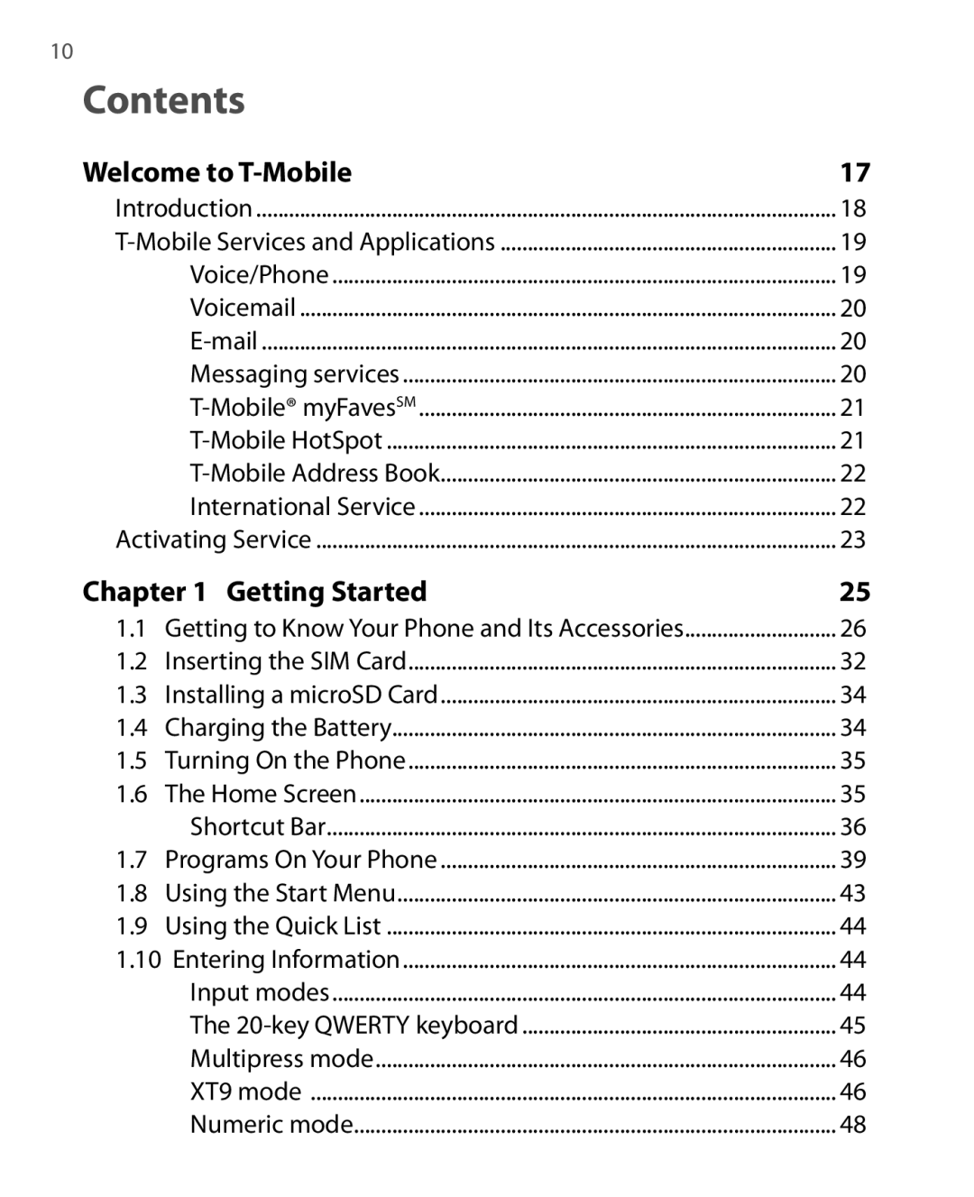 HTC PHOE100 user manual Contents 