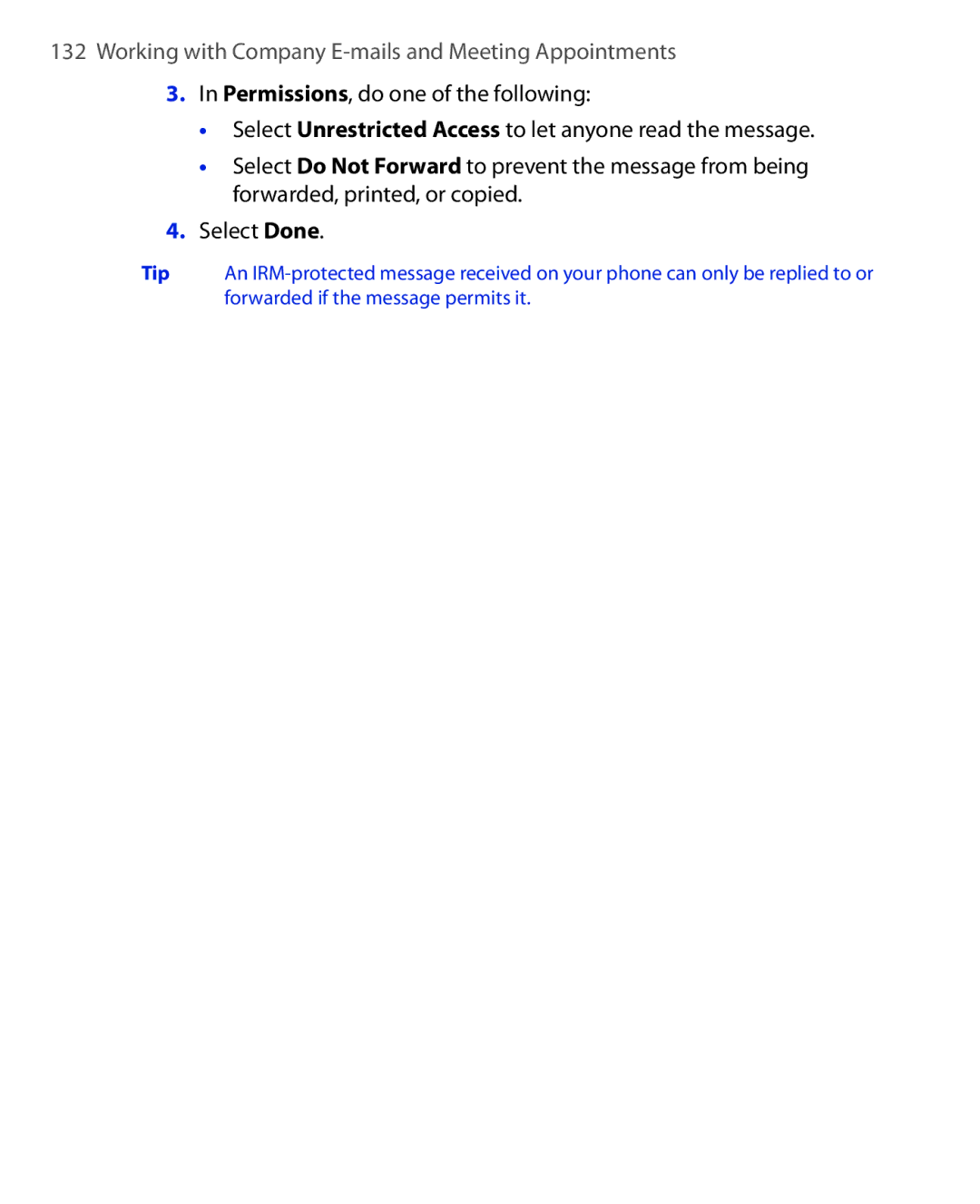 HTC PHOE100 user manual Working with Company E-mails and Meeting Appointments 