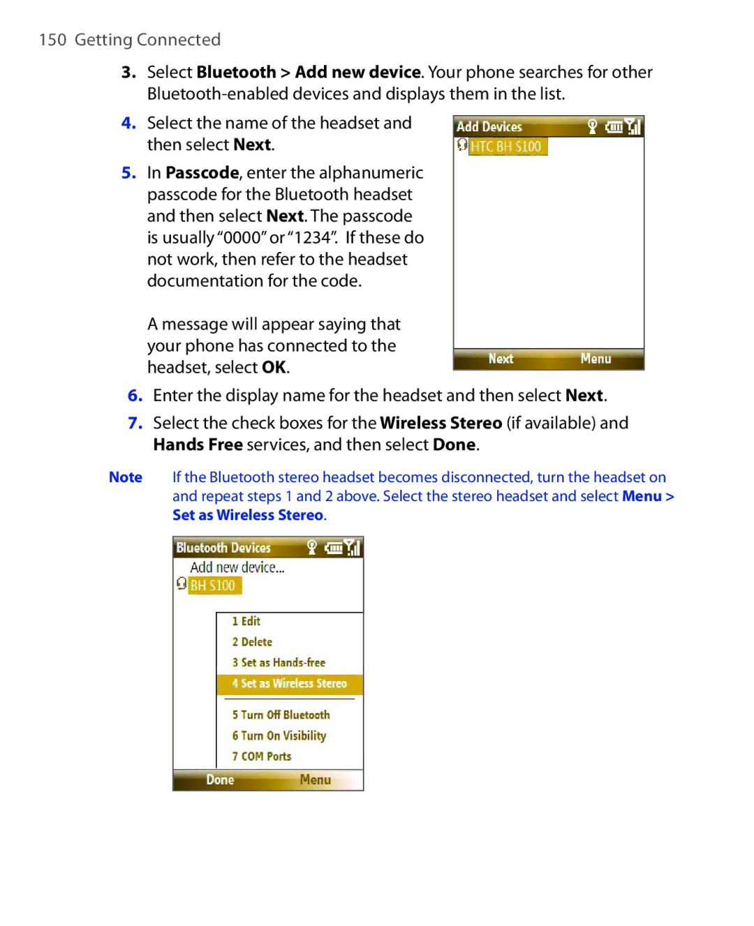 HTC PHOE100 user manual Select the name of the headset and then select Next 