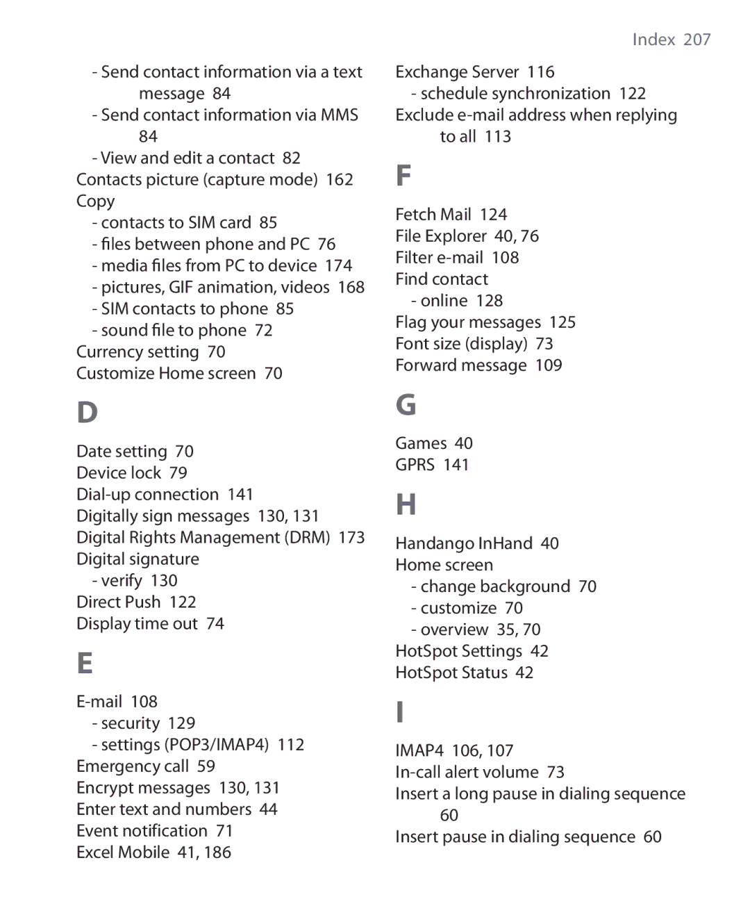 HTC PHOE100 user manual Exchange Server 