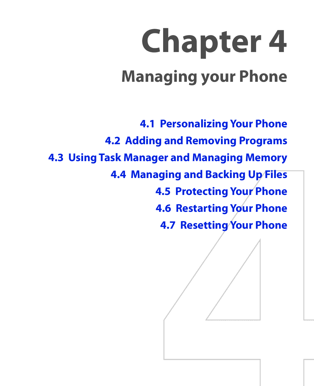 HTC PHOE100 user manual Managing your Phone 