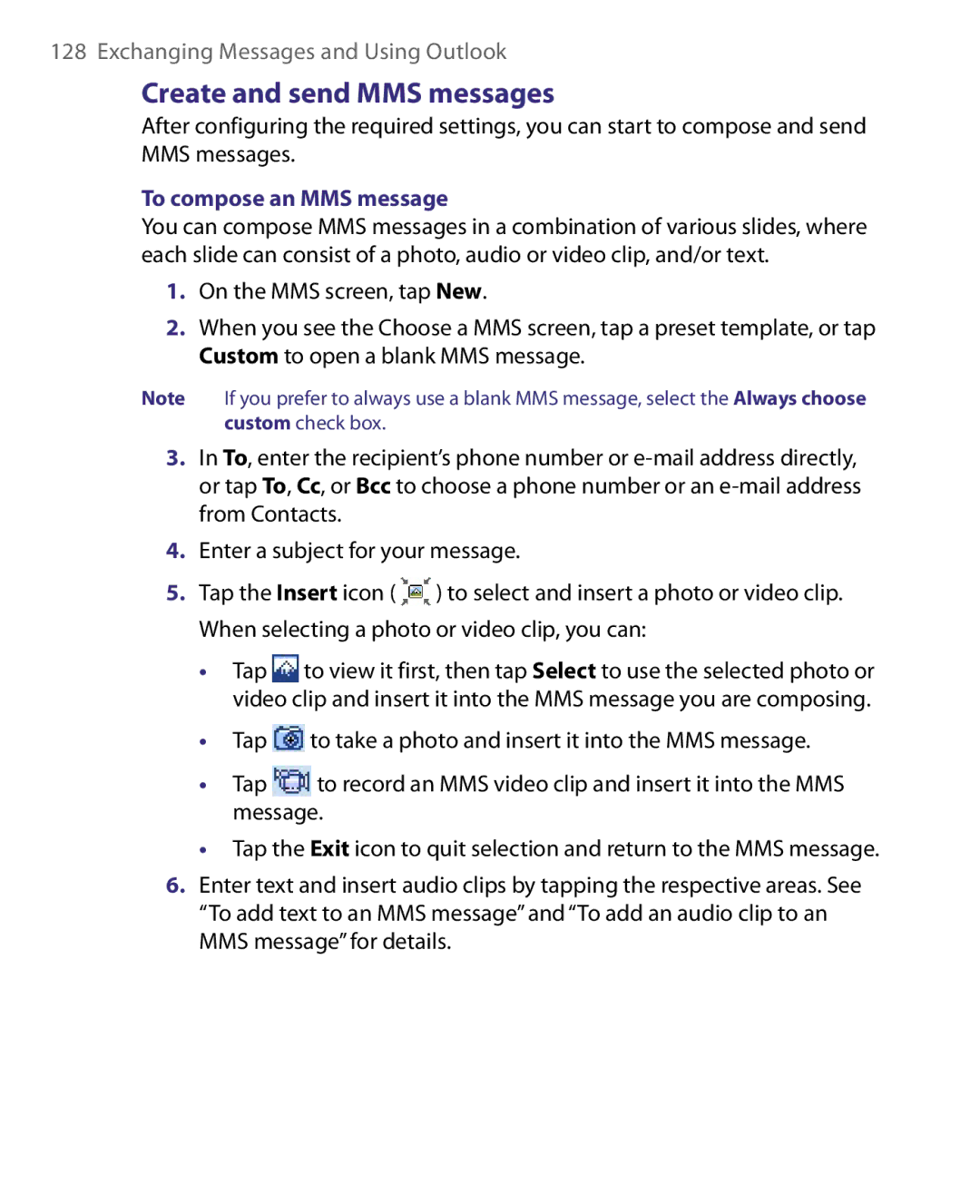 HTC Pocket PC Phone user manual Create and send MMS messages, To compose an MMS message 