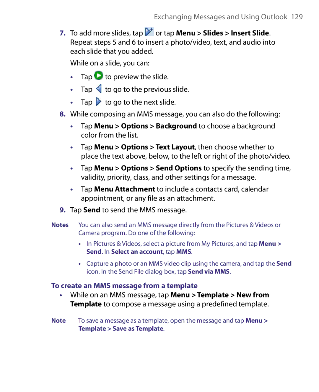 HTC Pocket PC Phone user manual To create an MMS message from a template 