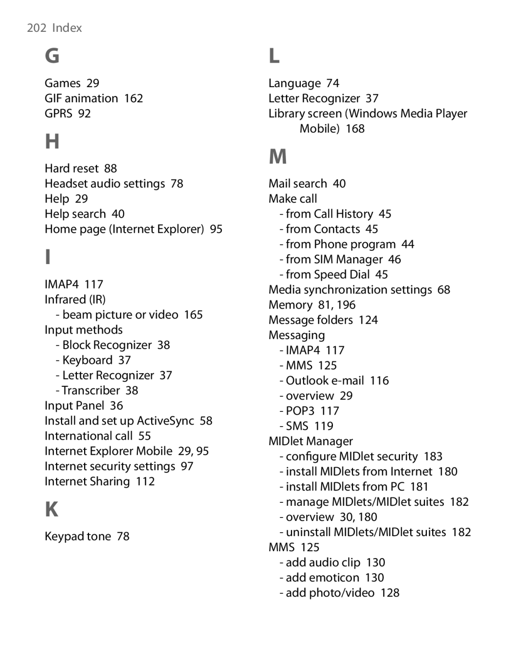 HTC Pocket PC Phone user manual Gprs 