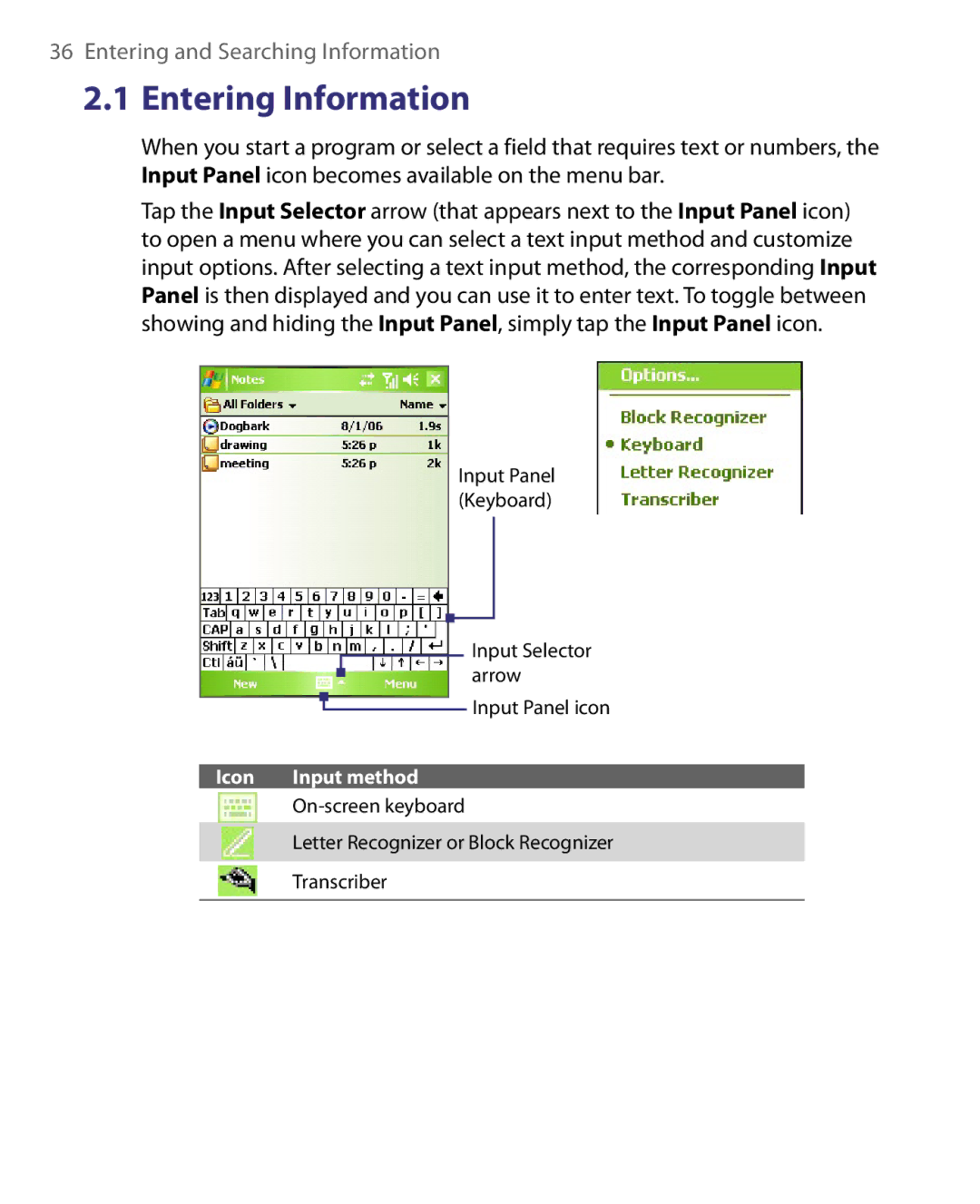 HTC Pocket PC Phone user manual Entering Information 